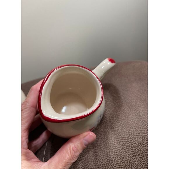 Royal Seasons Christmas Snowman Stoneware Creamer and Sugar bowl with lid. - Picture 3 of 8